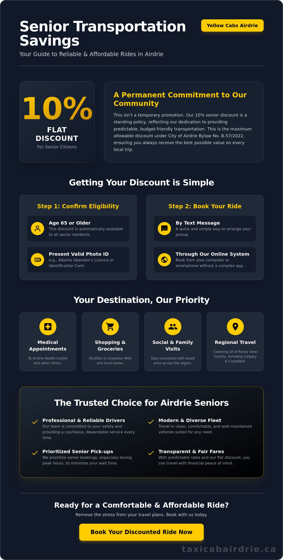 Flat 10% Discount for Senior Citizens: Affordable Airdrie Taxi Services (2026)