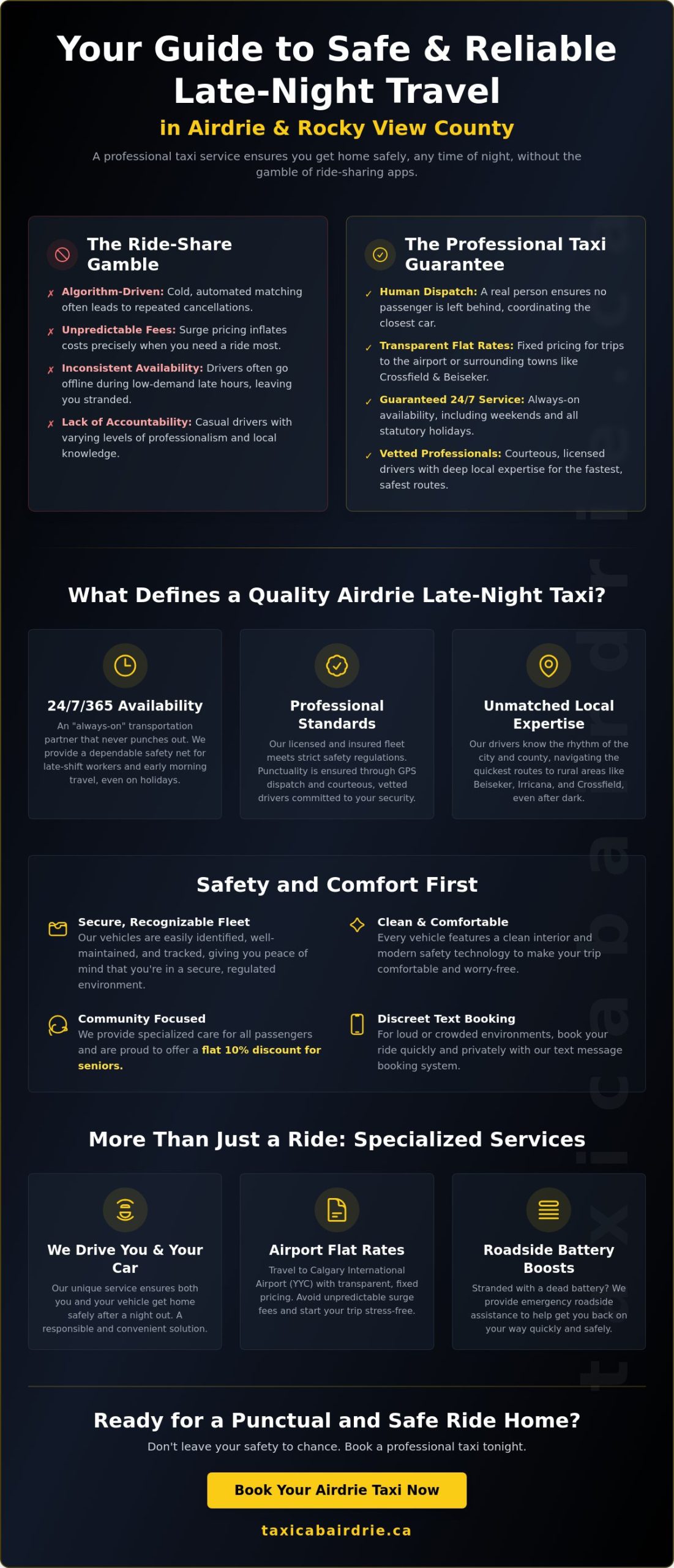 Reliable Airdrie Late Night Taxi Service: Safe Rides Home 24/7