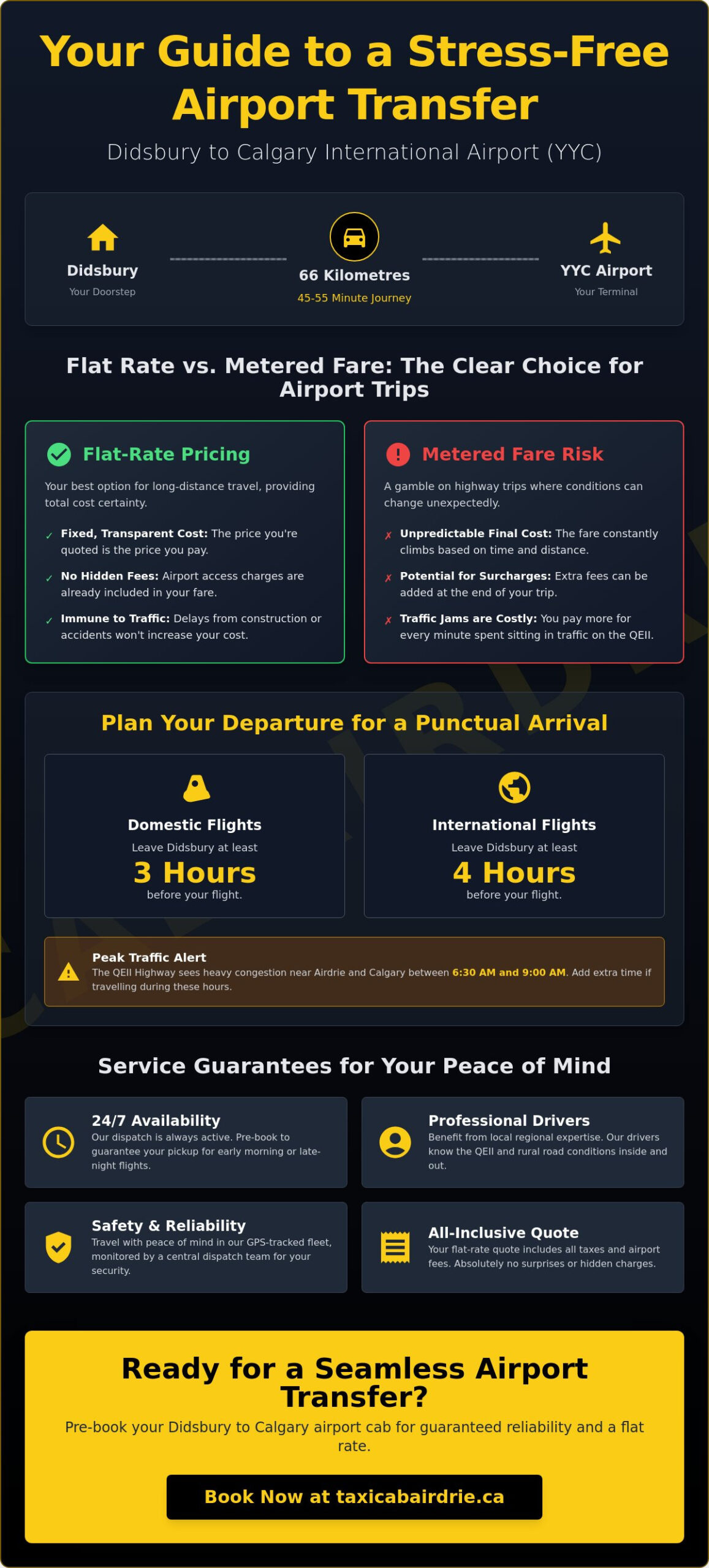 Didsbury to Calgary Airport Cab: Reliable 24/7 Flat-Rate Transfers