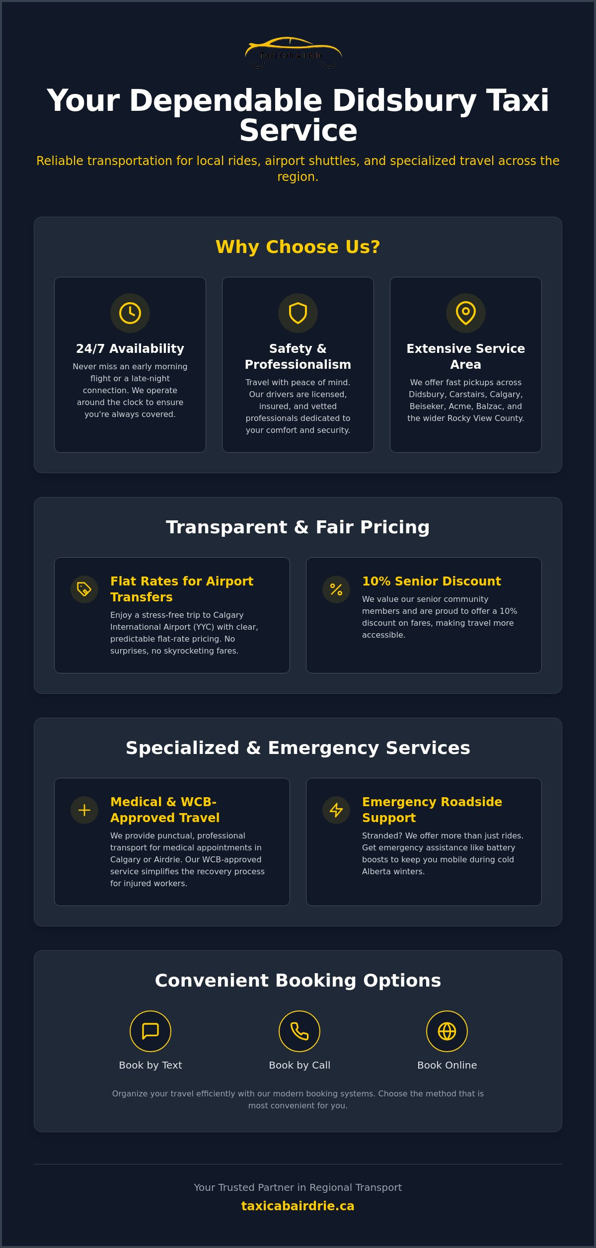 Didsbury Taxi Service: Your Reliable 24/7 Regional Transportation Guide