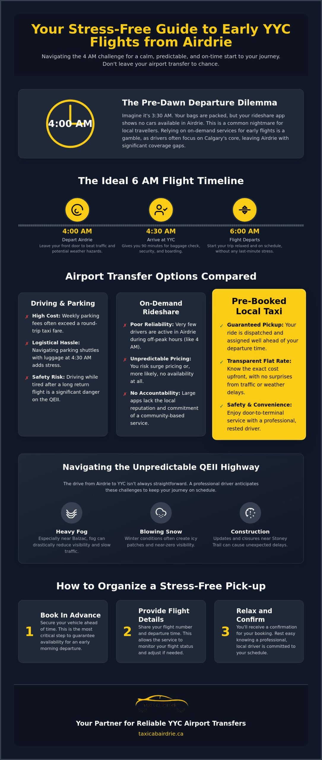 Reliable Taxi for Early Flights to YYC: Stress-Free Airdrie Airport Transfers