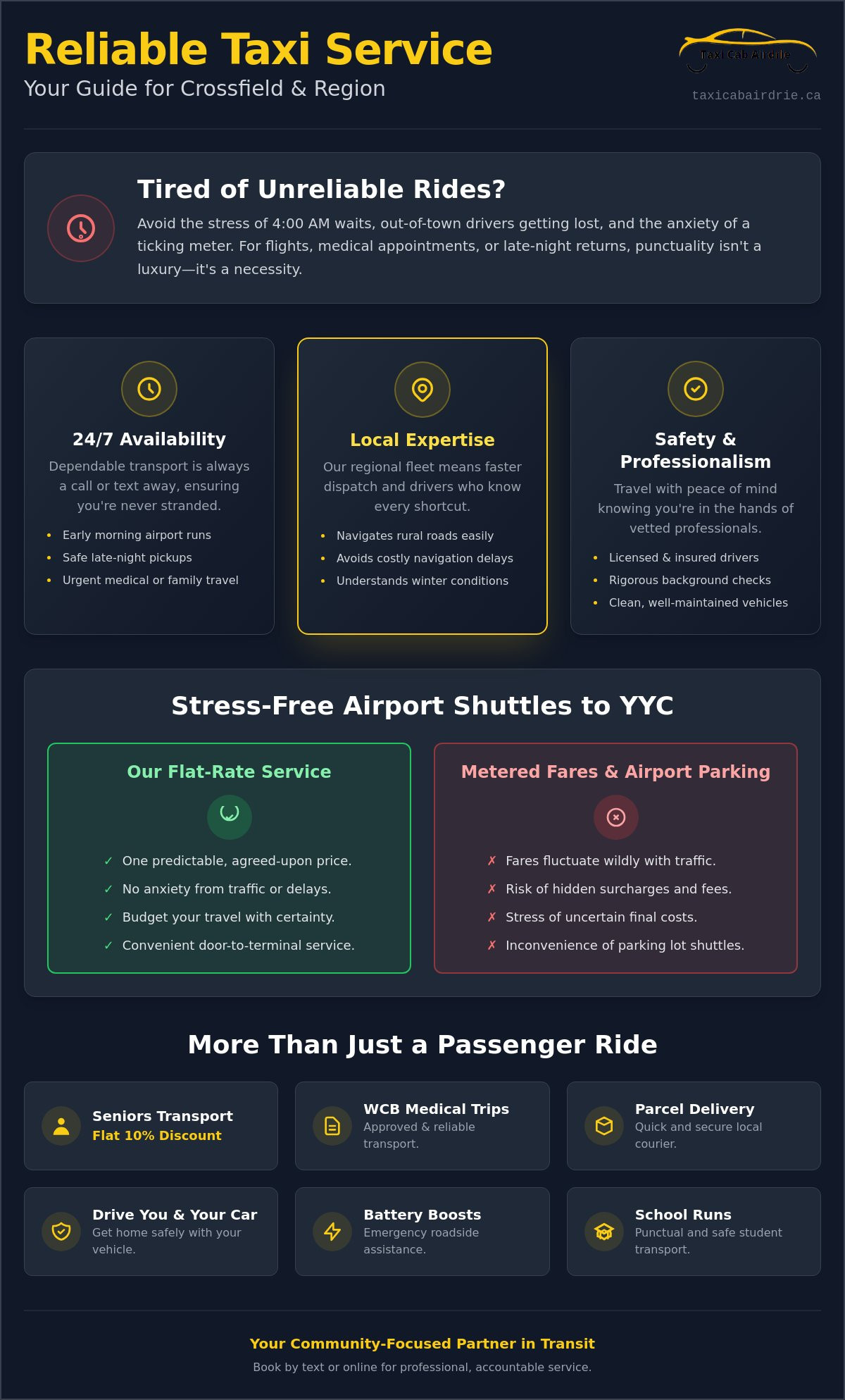 Crossfield Taxi Service Near Me: Reliable 24/7 Cabs & Airport Shuttles