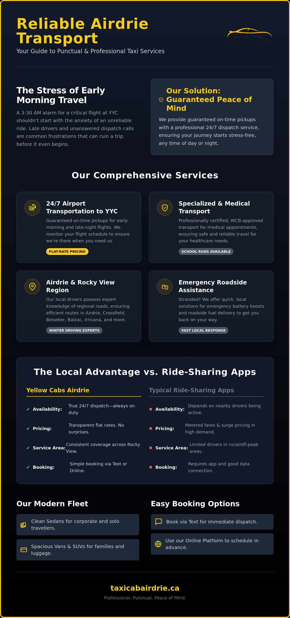 Airdrie to Calgary Taxi: Reliable 24/7 Local and Airport Transport