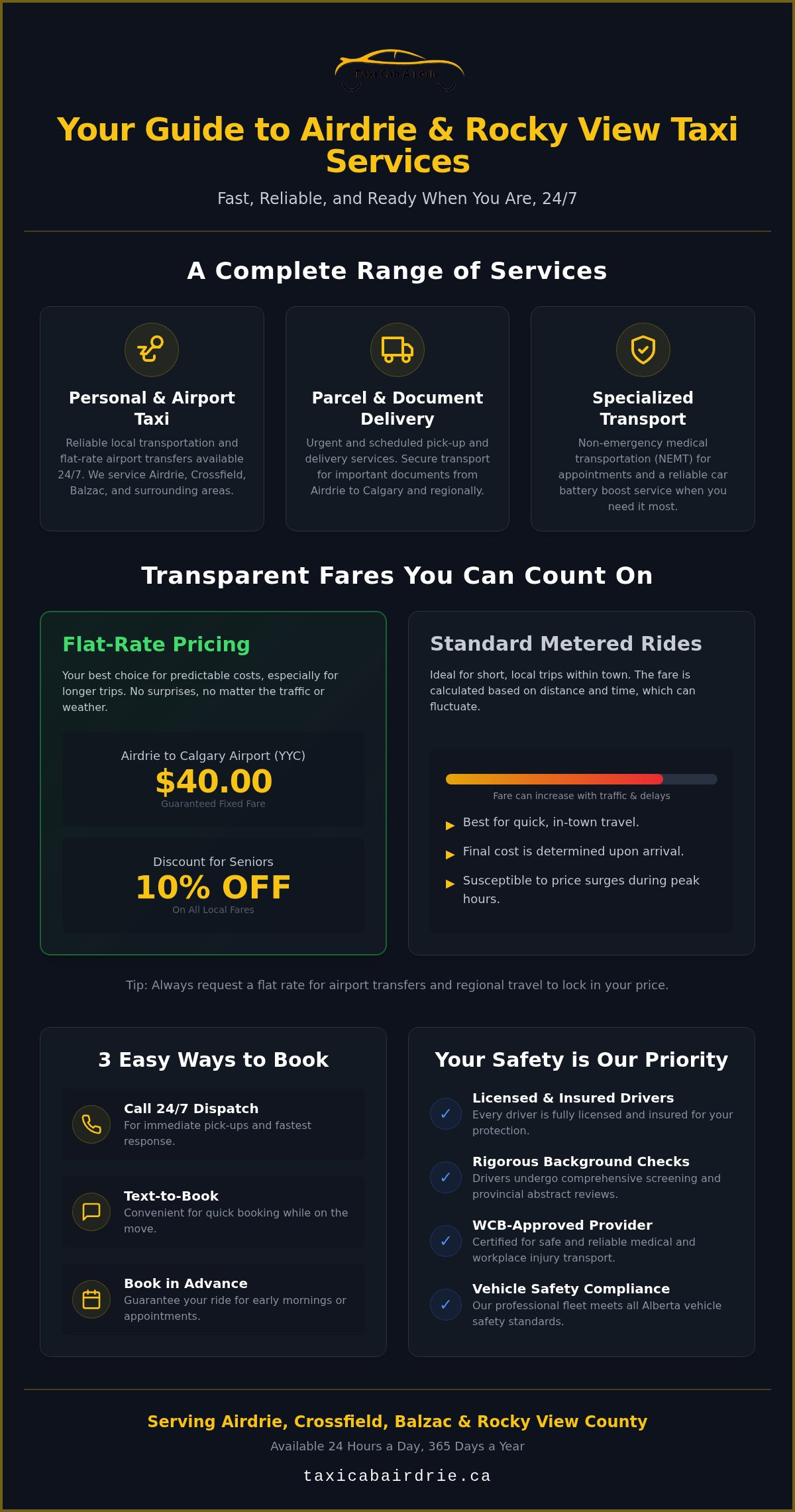 Rocky View taxi service: 24 hour dispatch and fixed rates
